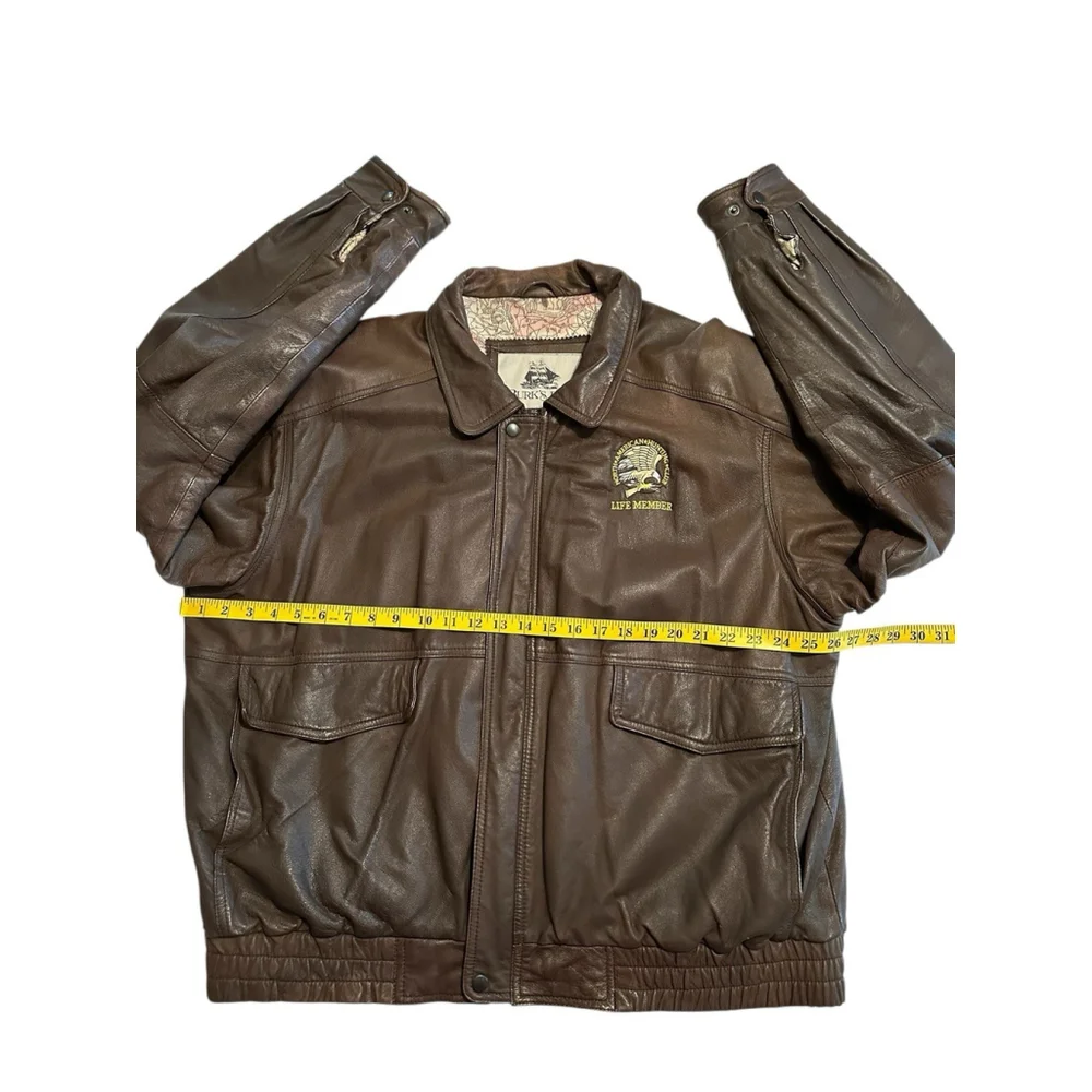 Burks Bay Leather Jacket Bomber Mens XXL North American Hunting Club Life Member